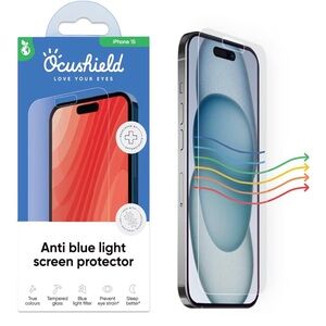 Ocushield Anti Blue Light Tempered Glass Screen Protector for iPhone 15 (6.1")